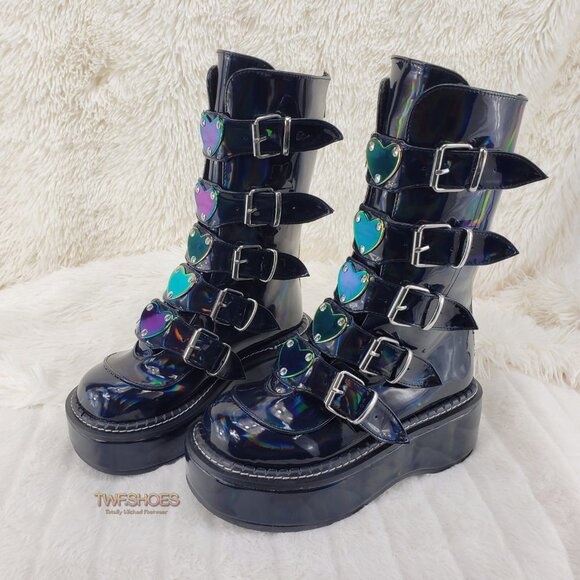 Platform Heart Metal Plates Buckle boot Emily 330 - Picture 10 of 16